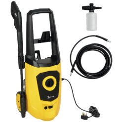 DURHAND 1800W HighPressureWasher, 150 Bar Pressure, 510 L/h Flow, High-Performance Portable Power Washer Jet Wash Cleaner with 6M Hose, Snow Foam Bottle for Garden, Car, Furniture, Yellow