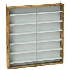 HOMCOM Six Shelf Display Cabinet, with Glass Doors - Brown