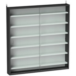 HOMCOM Six Shelf Display Cabinet, with Glass Doors - Black and White