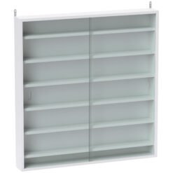 HOMCOM Six Shelf Display Cabinet, with Glass Doors - White