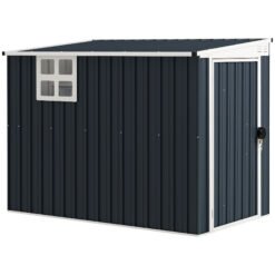Outsunny 7.6 x 4ft Garden Metal Shed, Outdoor Storage Shed with Window, 2 Vents and Lockable Door for Garden, Patio, Dark Grey