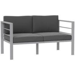 Outsunny Two-Seater Aluminium Garden Sofa - Grey