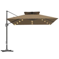Outsunny Multi-Angle LED Light Parasol Umbrella - Khaki