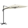 Outsunny 3(m) Cantilever Garden Parasol with Solar Powered Lights, Crank Handle & Cross Base, UPF 50+, 360 Rotation, Cream