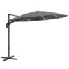 Outsunny 3(m) Cantilever Garden Parasol with Solar Powered Lights, Crank Handle & Cross Base, UPF 50+, 360 Rotation, Dark Grey