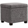 HOMCOM Storage Ottoman Bench, Corduroy Footstool with Removable Lid and Legs, 40cm Storage Chest Box for Living Room, Bedroom, Hallway, Grey