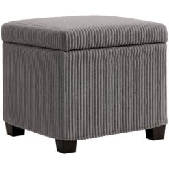 HOMCOM Storage Ottoman Bench, Corduroy Footstool with Removable Lid and Legs, 40cm Storage Chest Box for Living Room, Bedroom, Hallway, Grey