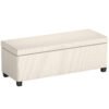 HOMCOM Storage Ottoman Bench, Corduroy Footstool with Removable Lid and Legs, 112cm Storage Chest Box for Living Room, Bedroom, Hallway, Beige