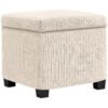HOMCOM Storage Ottoman Bench, Corduroy Footstool with Removable Lid and Legs, 40cm Storage Chest Box for Living Room, Bedroom, Hallway, Beige
