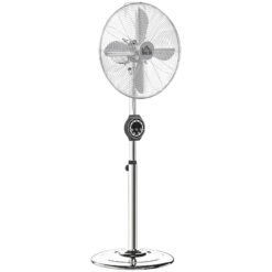 HOMCOM 16" Metal Pedestal Fan with Oscillating, Adjustable Height - Silver Tone