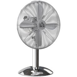 HOMCOM Three-Speed Oscillating Desk Fan - Silver-Tone