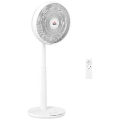 HOMCOM Pedestal Fan with Oscillating, Tilt, Adjustable Height, White