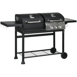 Outsunny Dual Fuel BBQ Grill - Black