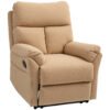 HOMCOM 140 Manual Reclining Armchair, with Footrest - Light Brown