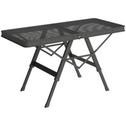 Outsunny 3 ft Folding Camping Table w/ Adjustable Heights, Portable Lightweight Outdoor Folding Picnic Table with Metal Mesh Desktop & Aluminium Legs for Picnic, Garden, Party, Black
