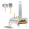 Outsunny Outdoor Pizza Oven, Portable Wood Pellet Pizza Oven with Pizza Stone and Peel, Foldable Legs, Chimney, 12 Inch Wood Fired Pizza Maker for Outdoor Cooking, Stainless Steel