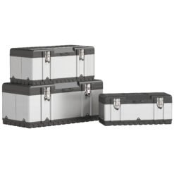HOMCOM 3 Pieces Stainless Steel Toolbox Set, 23"/ 19"/ 16"