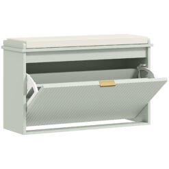 HOMCOM Elegant Eight Shoe Bench, with Top Seat - Green