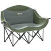 Outsunny Double Camping Chair for Adults with Armrests, Heavy Duty Oversized Padded Folding Chair with Carry Bag, Cup Holders for Outdoor Hiking Picnic Camping Fishing, 250kg Capacity, Green