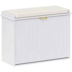 HOMCOM Elegant Six Shoe Bench, with Top Seat - White