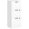 HOMCOM 3 Drawer Filing Cabinet with Lock, Office Storage Cabinet with Adjustable Hanging Bars for A4 Letter Size Files, White