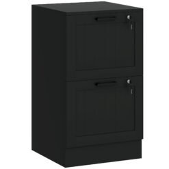 HOMCOM 2 Drawer Filing Cabinet with Lock, Office Storage Cabinet with Adjustable Hanging Bars for A4 Letter Size Files, Black