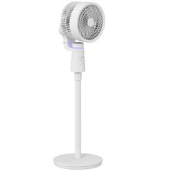 HOMCOM Pedestal Air Circulation Fan with Oscillating, Light Off, White