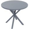 Outsunny Garden Table, 85cm Round Outdoor Dining Table with Steel Frame, Wood Effect Top, for Balcony, Deck, Dark Grey