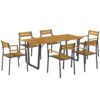 Outsunny Seven-Piece Wood Panel Patio Dining Set - Brown/Black