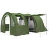 Outsunny 5-6 Man Camping Tent with 2 Room, Floor and Carry Bag - Green