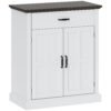 HOMCOM Farmhouse Sideboard with 3 cm Thick Top 2 Barn Doors - White