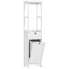 HOMCOM Tall Bathroom Cabinet, with Laundry Basket - White