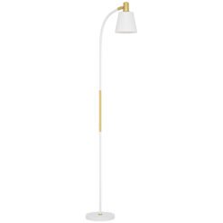 HOMCOM Floor Lamp for Living Room, Spotlight Reading Standing Lamp with Adjustable Height, Rocker on/off Switch, Indoor Task Lighting for Bedroom, Office, White (Bulb not Included)