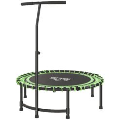 HOMCOM Mini Round Steel Frame Trampoline w/ Adjustable Handle, Green