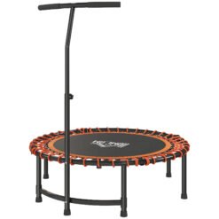 HOMCOM Mini Round Steel Frame Trampoline w/ Adjustable Handle, Orange