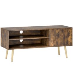 HOMCOM TV Stand up to 55 Inches, TV Unit with Open Shelves and Cable Holes - Brown