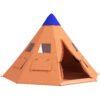 Outsunny 6 Men Tipi Tent with Carry Bag - Orange