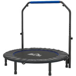 HOMCOM 48" Foldable Mini Fitness Trampoline, with Adjustable Foam Handle, Blue