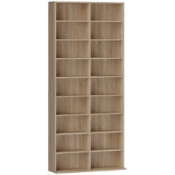 HOMCOM 640 CD Storage Tower - Nature Wood Finish