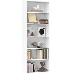 HOMCOM Six Shelf Bookcase - White