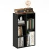 HOMCOM 2-Tier Bookshelf with 5 Compartments - Black