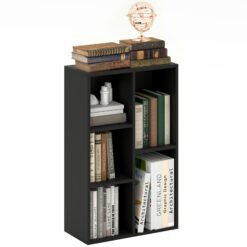 HOMCOM 2-Tier Bookshelf with 5 Compartments - Black