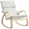 HOMCOM Comfortable Relax Rocking Chair, Upholstered Lounge Chair Recliner with High Back and Headrest for Living Room, Bedroom, Cream White