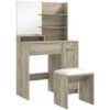 HOMCOM Dressing Table and Stool Set, with Storage - Wood-Effect