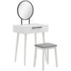 HOMCOM Dressing Table with Mirror and Stool, Vanity Makeup Desk Set with 2 Drawers, Cushioned Stool and Make-up Organiser for Bedroom and Dressing Room, 60 x 40 x 123 cm, White