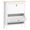 HOMCOM Modern Two-Drawer Shoe Cabinet - White