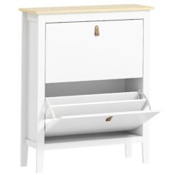 HOMCOM Modern Two-Drawer Shoe Cabinet - White