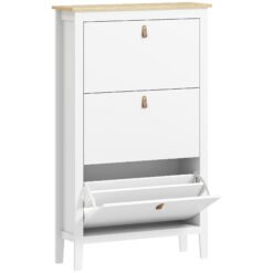 HOMCOM Modern Three-Drawer Shoe Cabinet - White