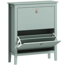 HOMCOM Modern Two-Drawer Shoe Cabinet - Green