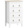 HOMCOM Bedroom Chest of Drawers, Modern 4 Drawer Dresser Cabinet with PU Leather Handles and Metal Runners for Living Room, Hallway, Entryway, 60 x 40 x 98 cm, White